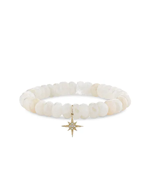 SYDNEY EVAN | Small Pave Starburst Beaded Bracelet | African Rainbow Moonstone