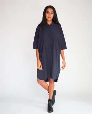 Sylvie Organic Cotton Dress In Navy