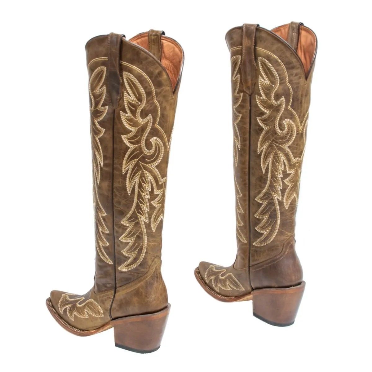 TANNER MARK WOMEN’S Ginger Cognac Calf Tall Boots Cowgirl Boots