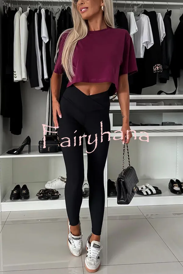 Tayshia Short Sleeve Crop Stretch T-shirt