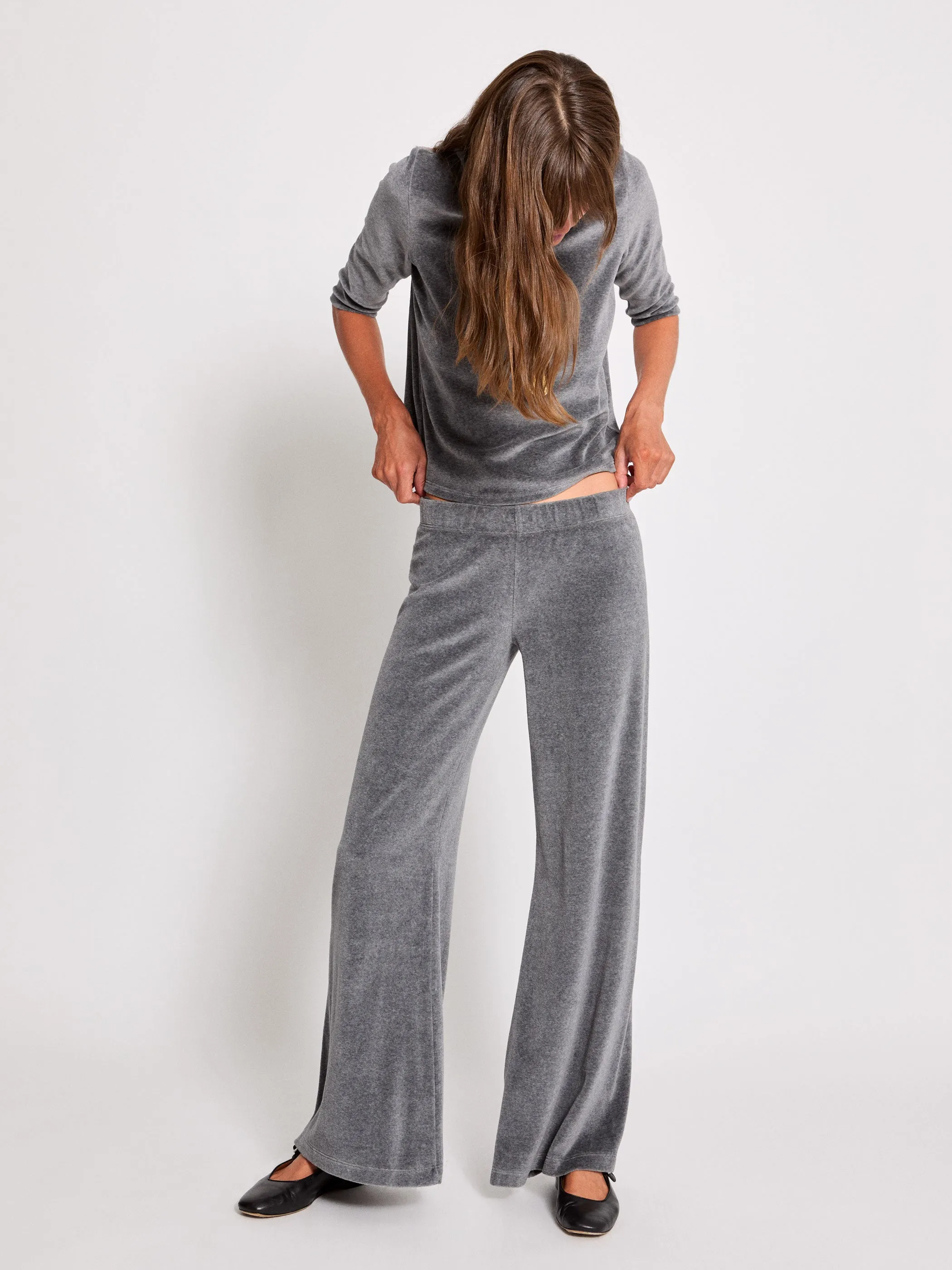 The Lito Low Rise Flare Pants in Velour