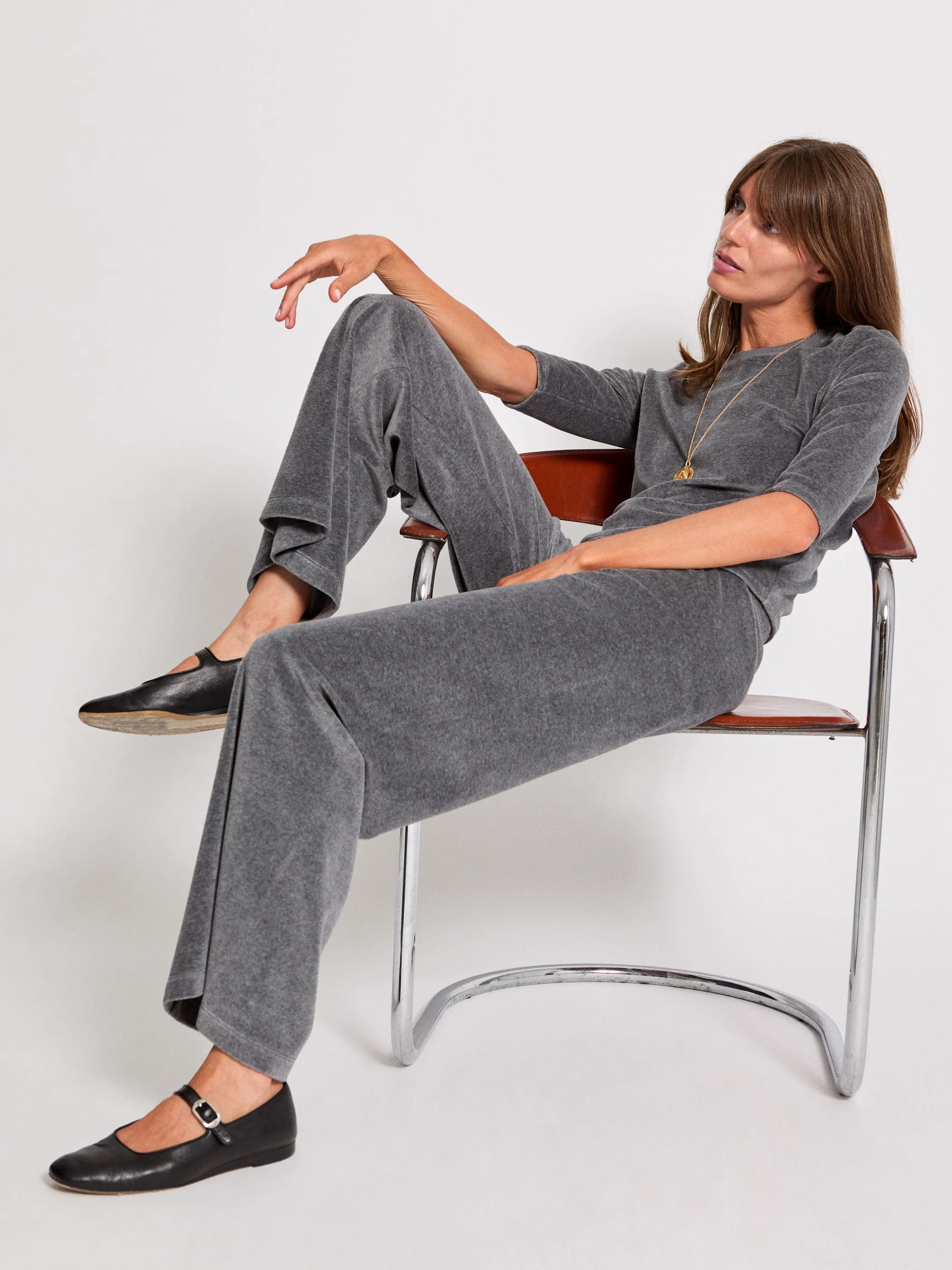 The Lito Low Rise Flare Pants in Velour