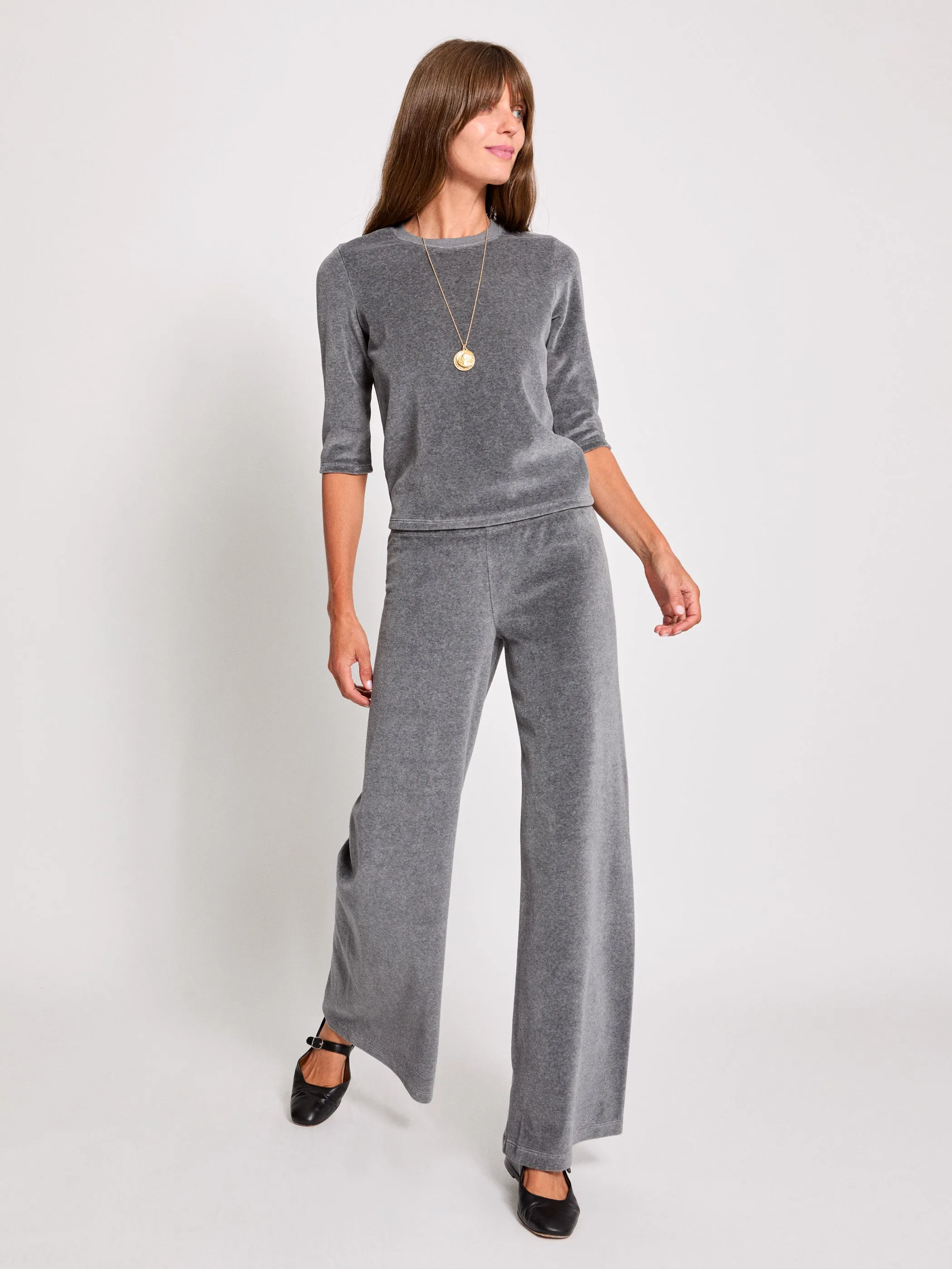 The Lito Low Rise Flare Pants in Velour
