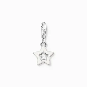 Thomas Sabo Charm Pendant - Star with White Stones and White cold Enamel Silver