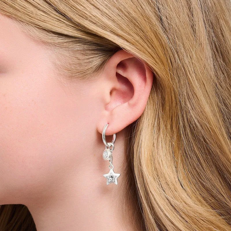 Thomas Sabo Charm Pendant - Star with White Stones and White cold Enamel Silver