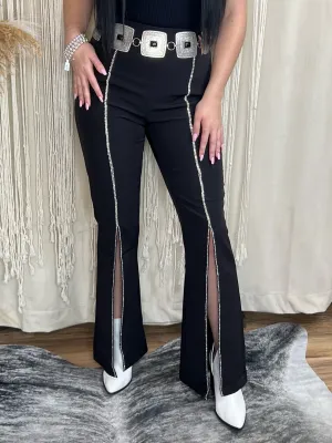 Tia Black Rhinestone Detail Pants