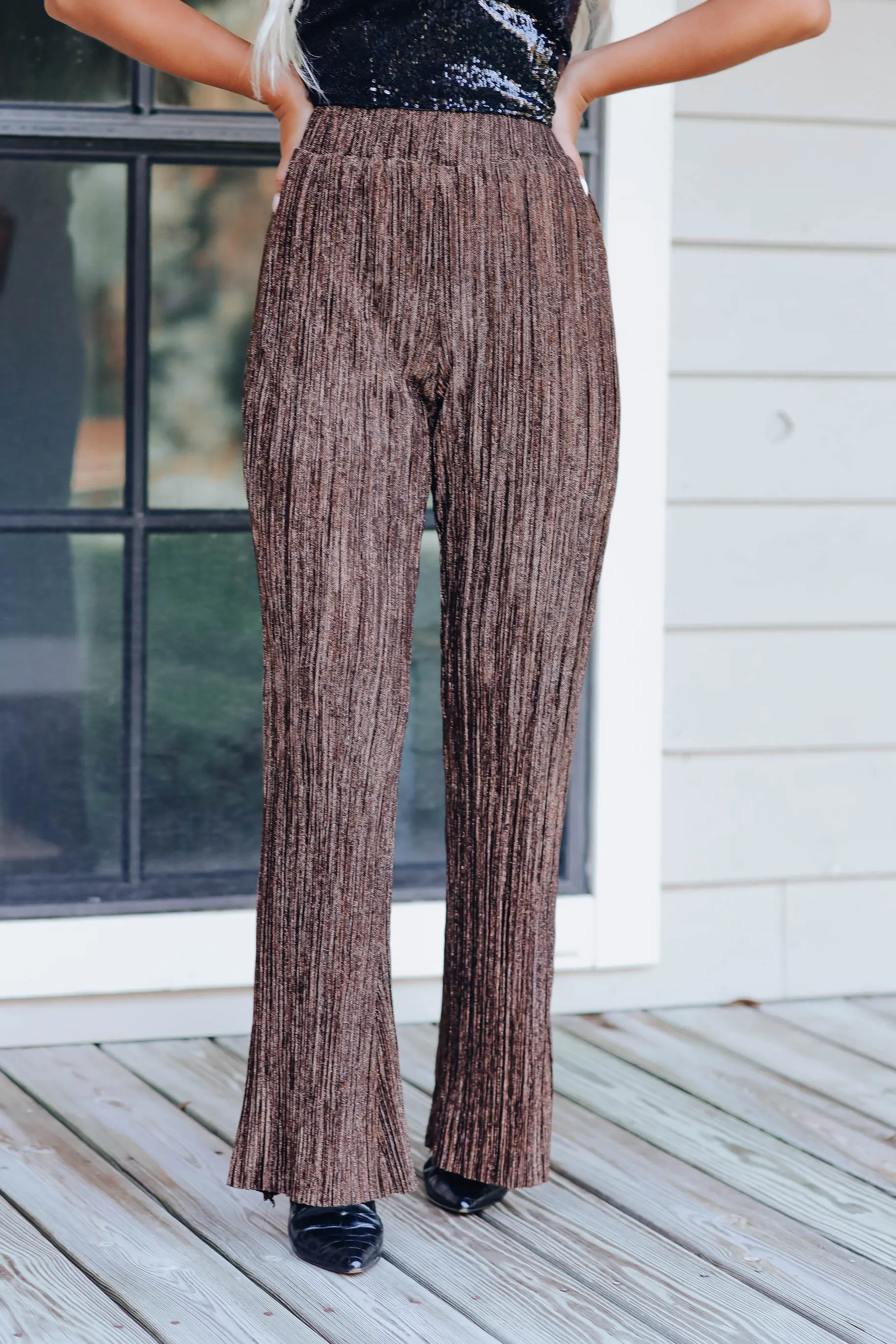 Tinsel Town Flare Pants - Bronze