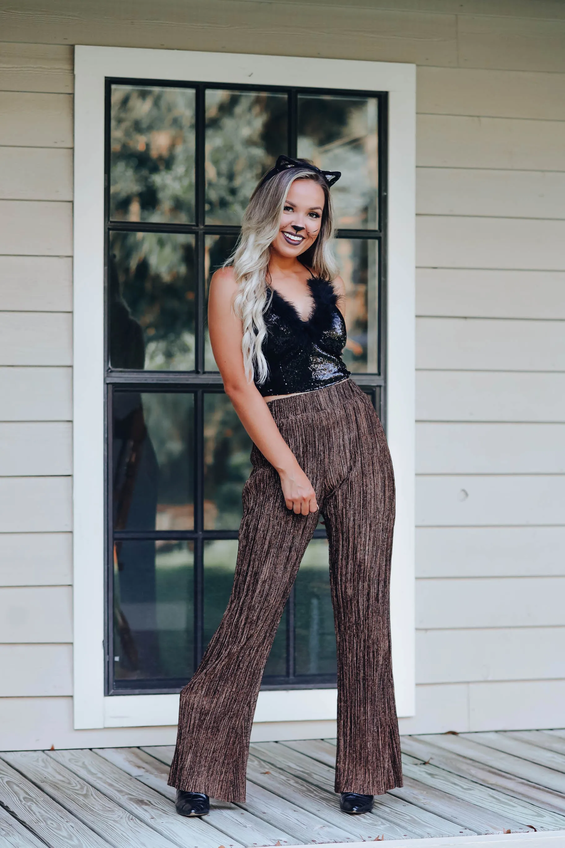 Tinsel Town Flare Pants - Bronze