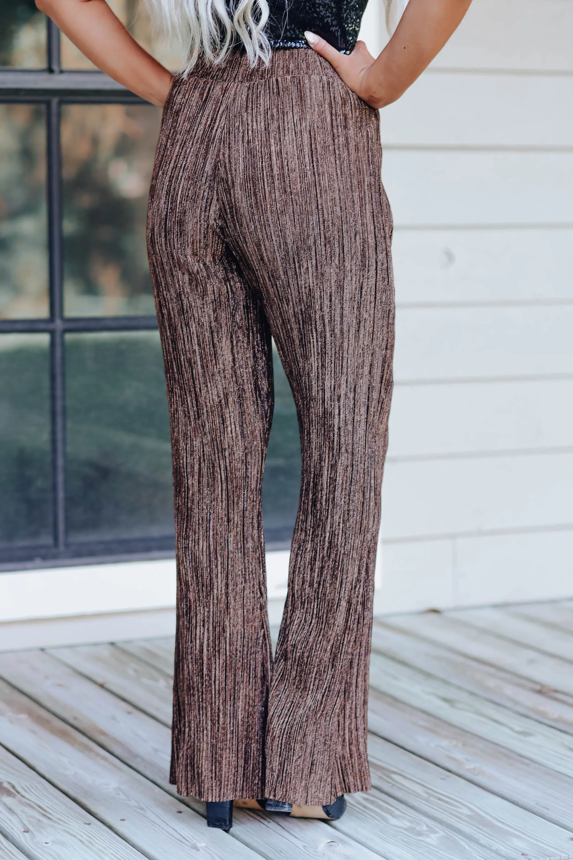 Tinsel Town Flare Pants - Bronze