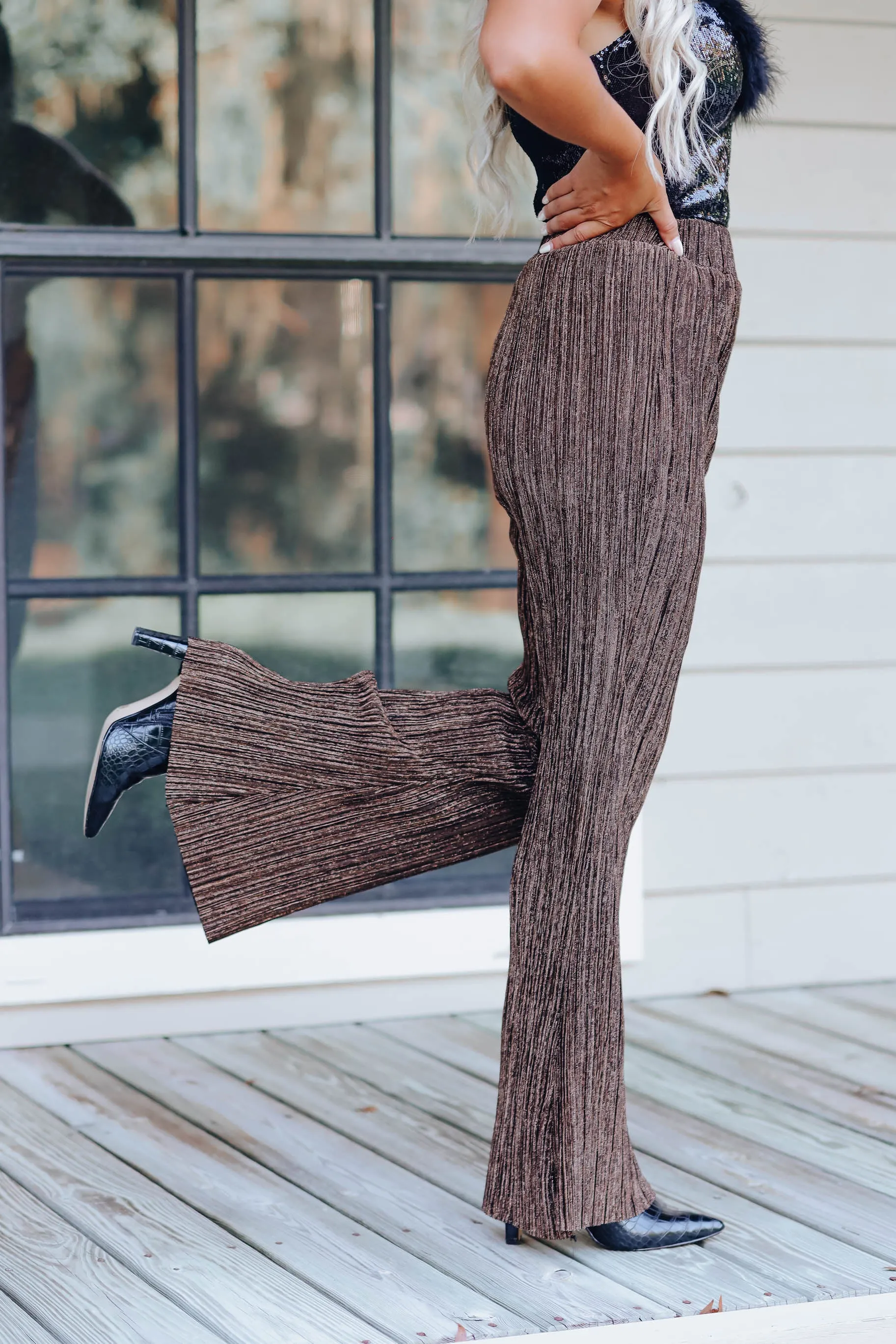 Tinsel Town Flare Pants - Bronze