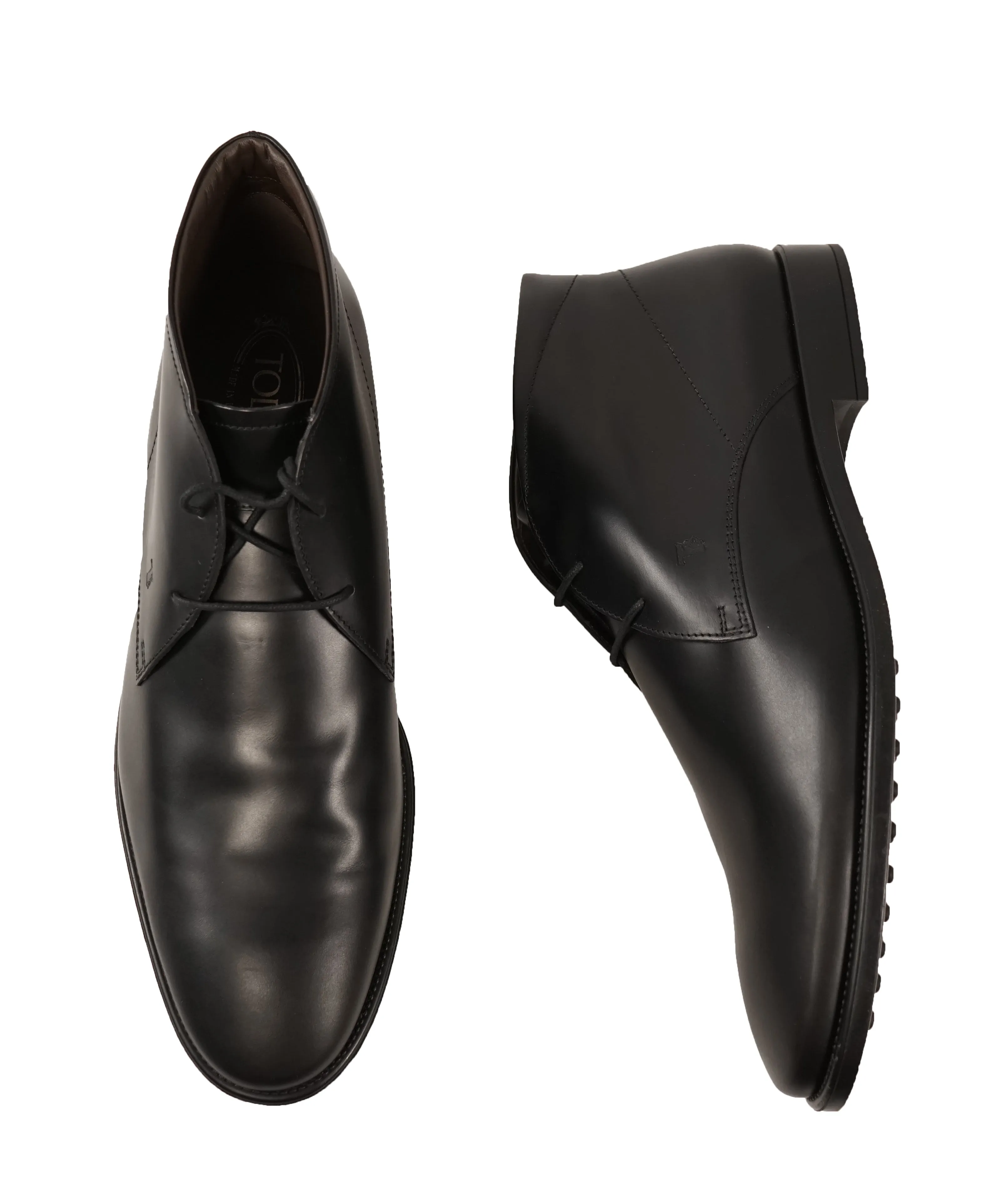 TOD’S - Black Rubber Sole LOGO Ankle Chukka Boot - 13