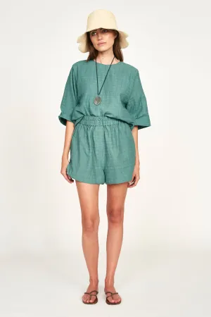 Track Shorts in Teal Stitch
