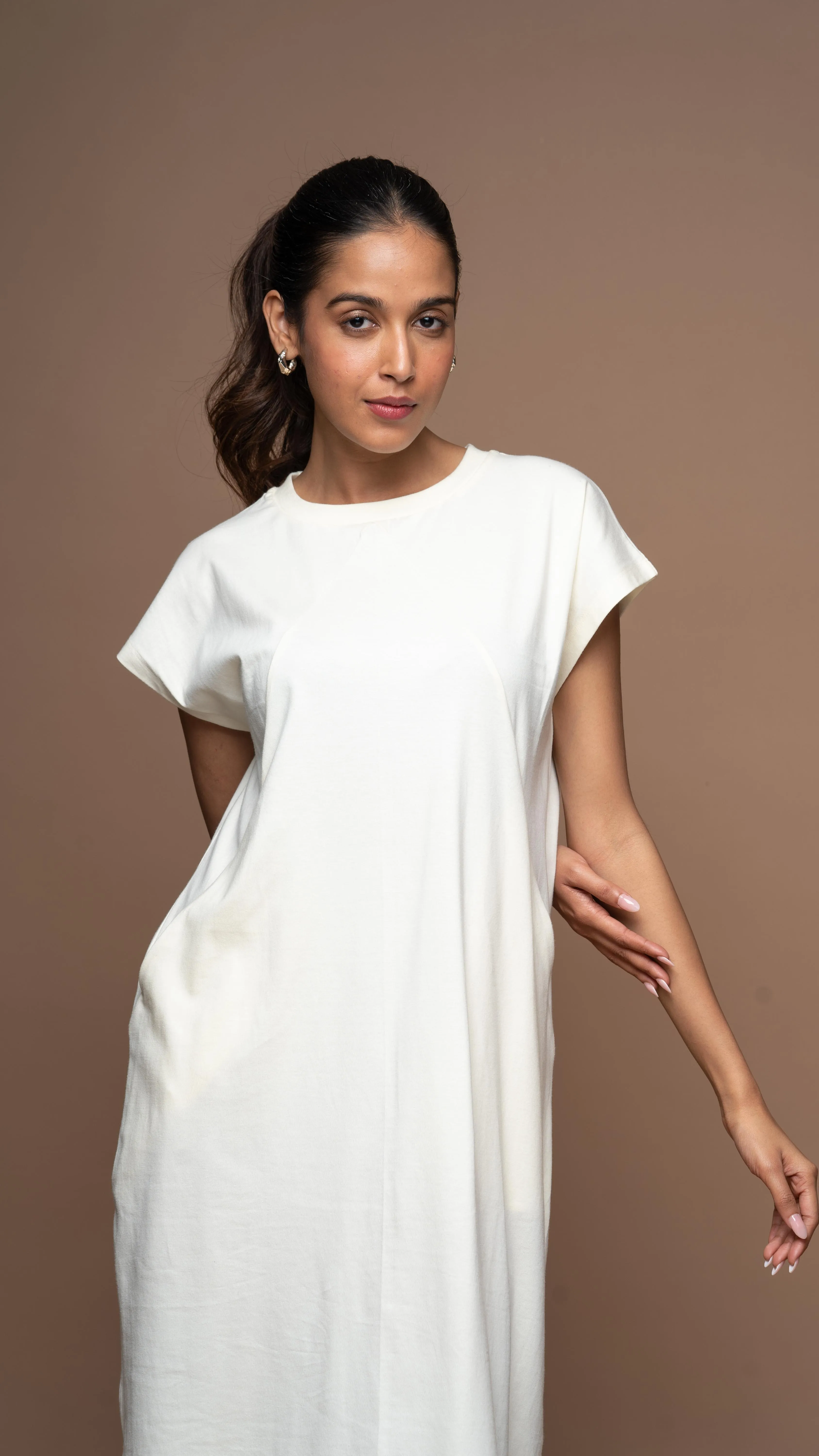 Tri-Cut Comfort Jersey Dress - Antique White