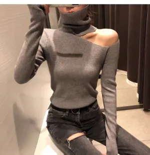 Turtleneck Open Shoulder Sweaters