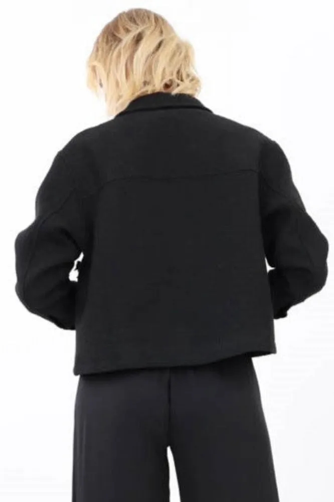 Tweed Jacket With Pocket -Black