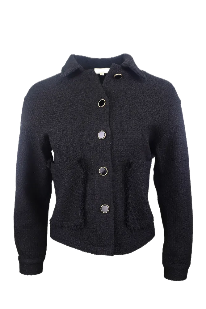 Tweed Jacket With Pocket -Black