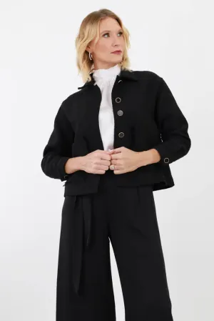 Tweed Jacket With Pocket -Black