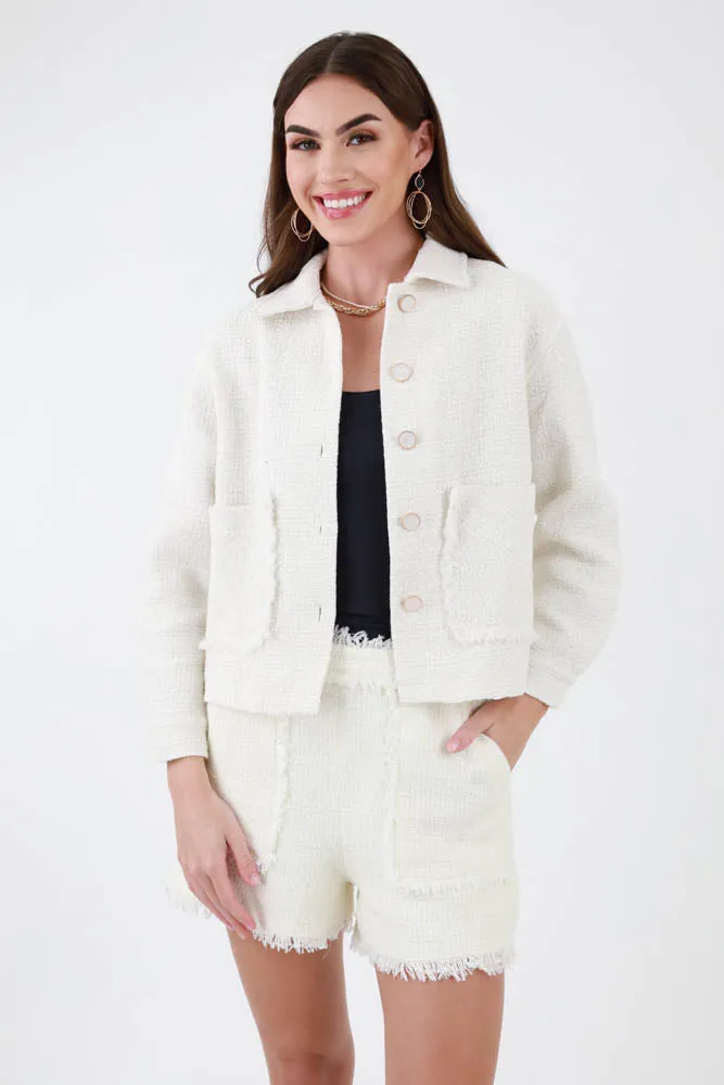 Tweed Jacket With Pocket -Black