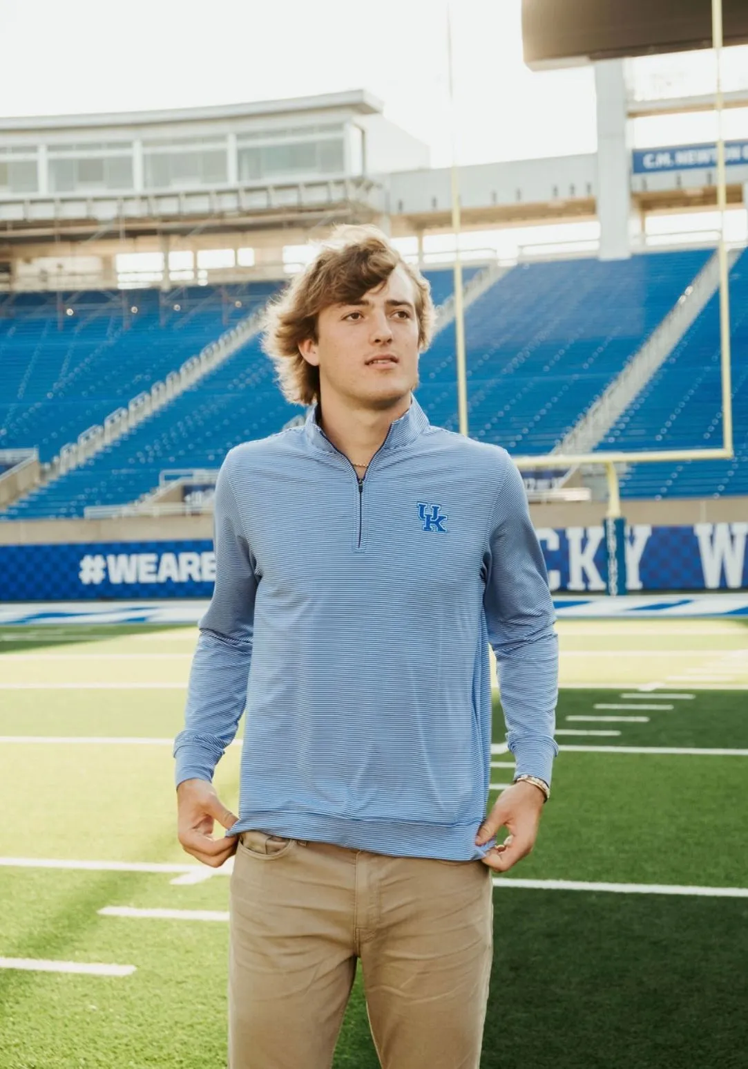 UK Carter Stripe Quarter Zip - Marine