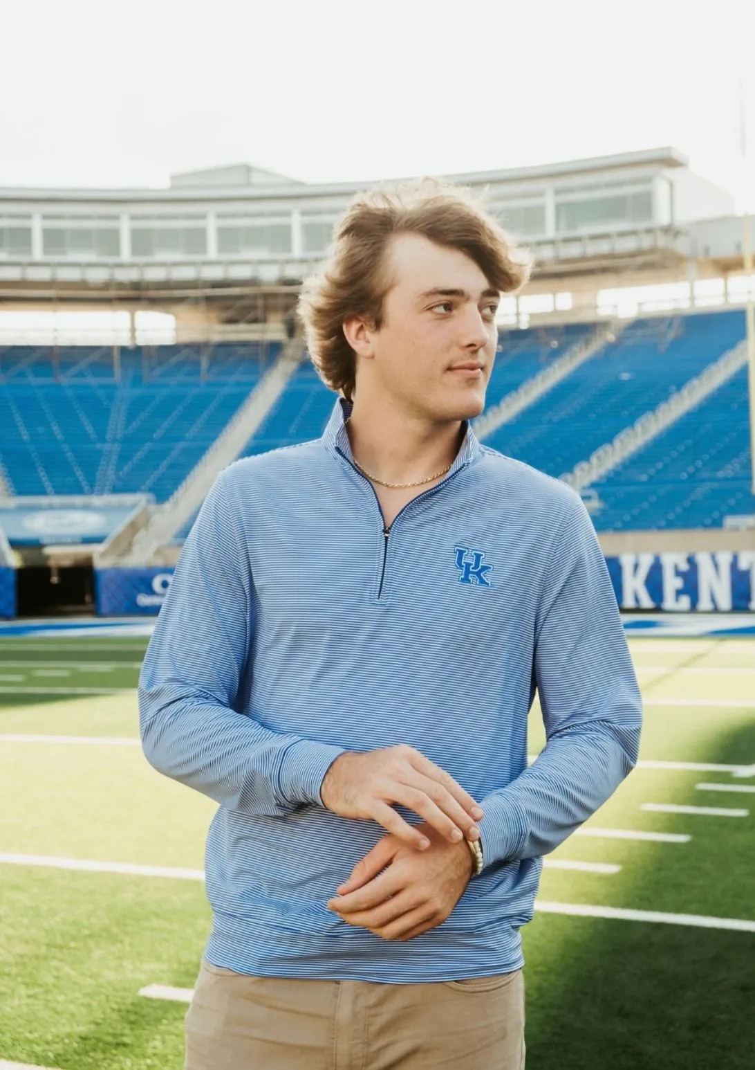 UK Carter Stripe Quarter Zip - Marine
