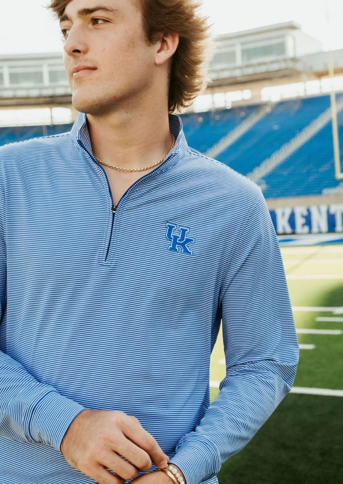 UK Carter Stripe Quarter Zip - Marine