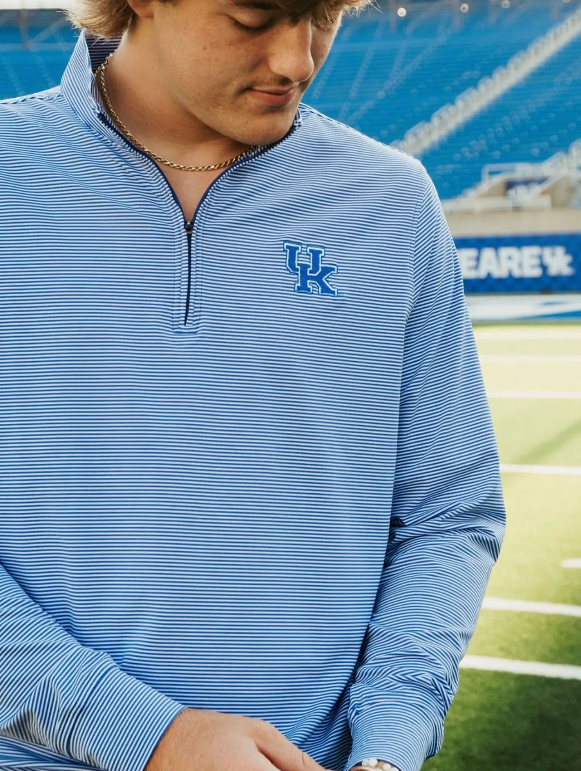 UK Carter Stripe Quarter Zip - Marine