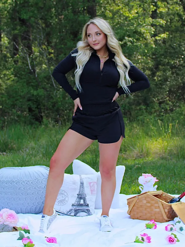 Ultra High Waisted Activewear Shorts, Black