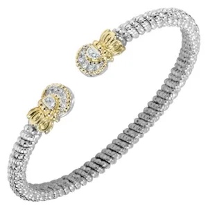 Vahan Sterling Silver & 14K Yellow Gold Pave Diamond Bangle Bracelet