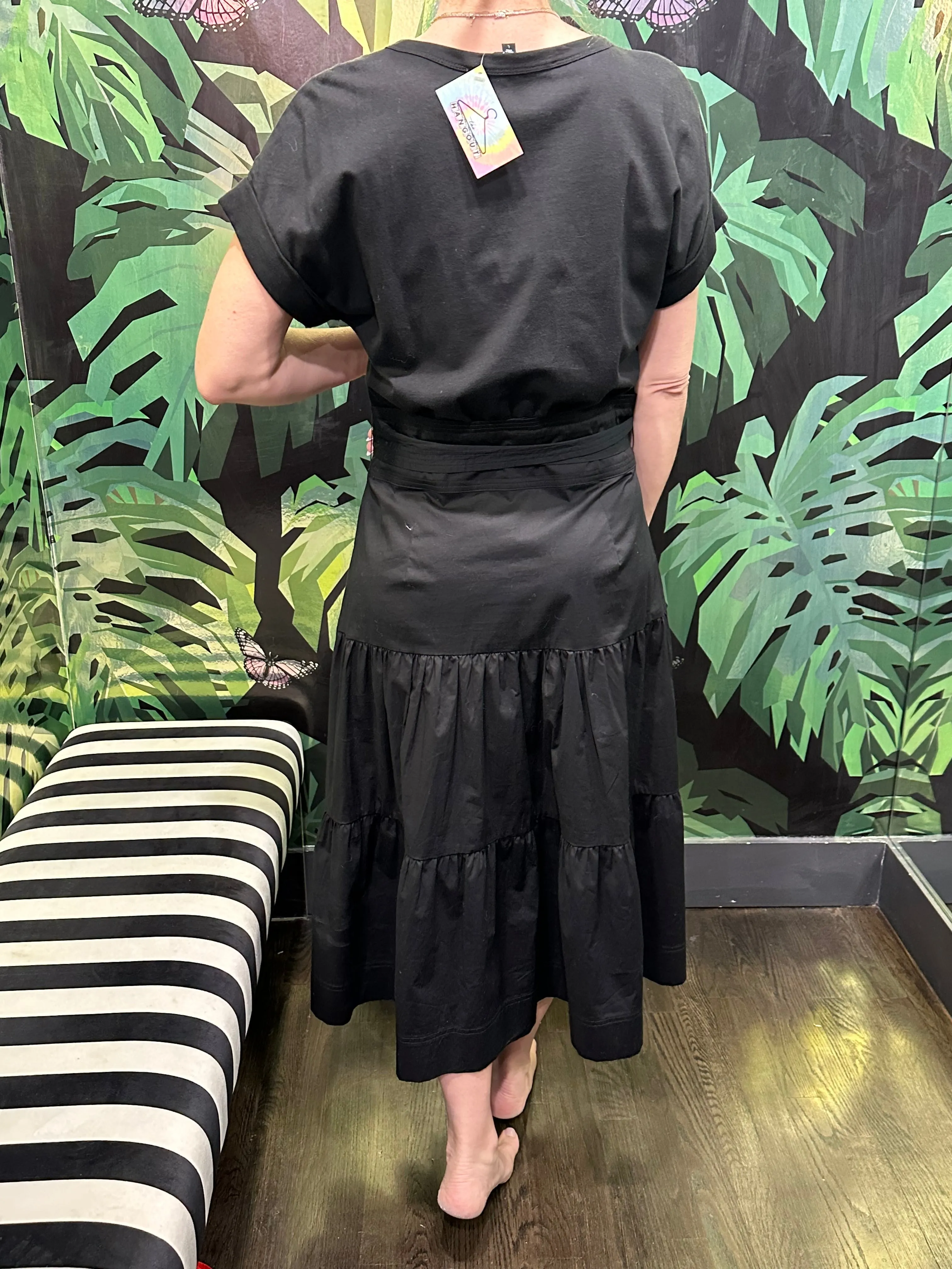 Veronica Beard Black Cotton T Shirt with Maxi Dress