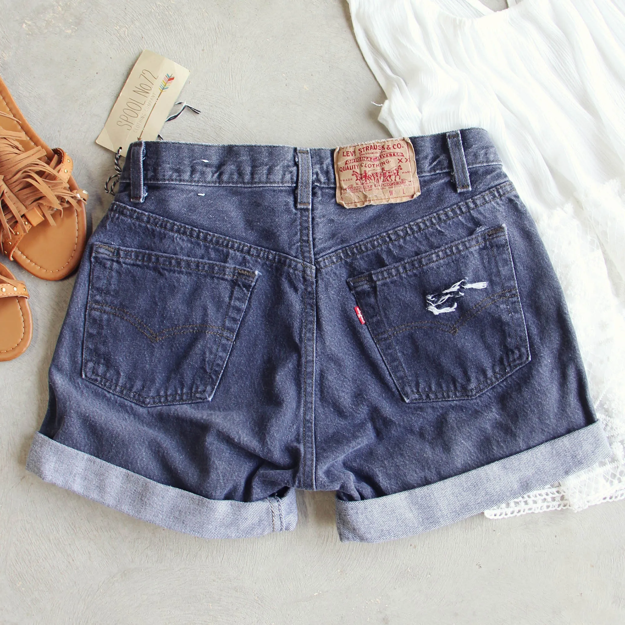Vintage Black Cuffed Shorts