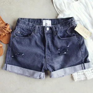 Vintage Black Cuffed Shorts