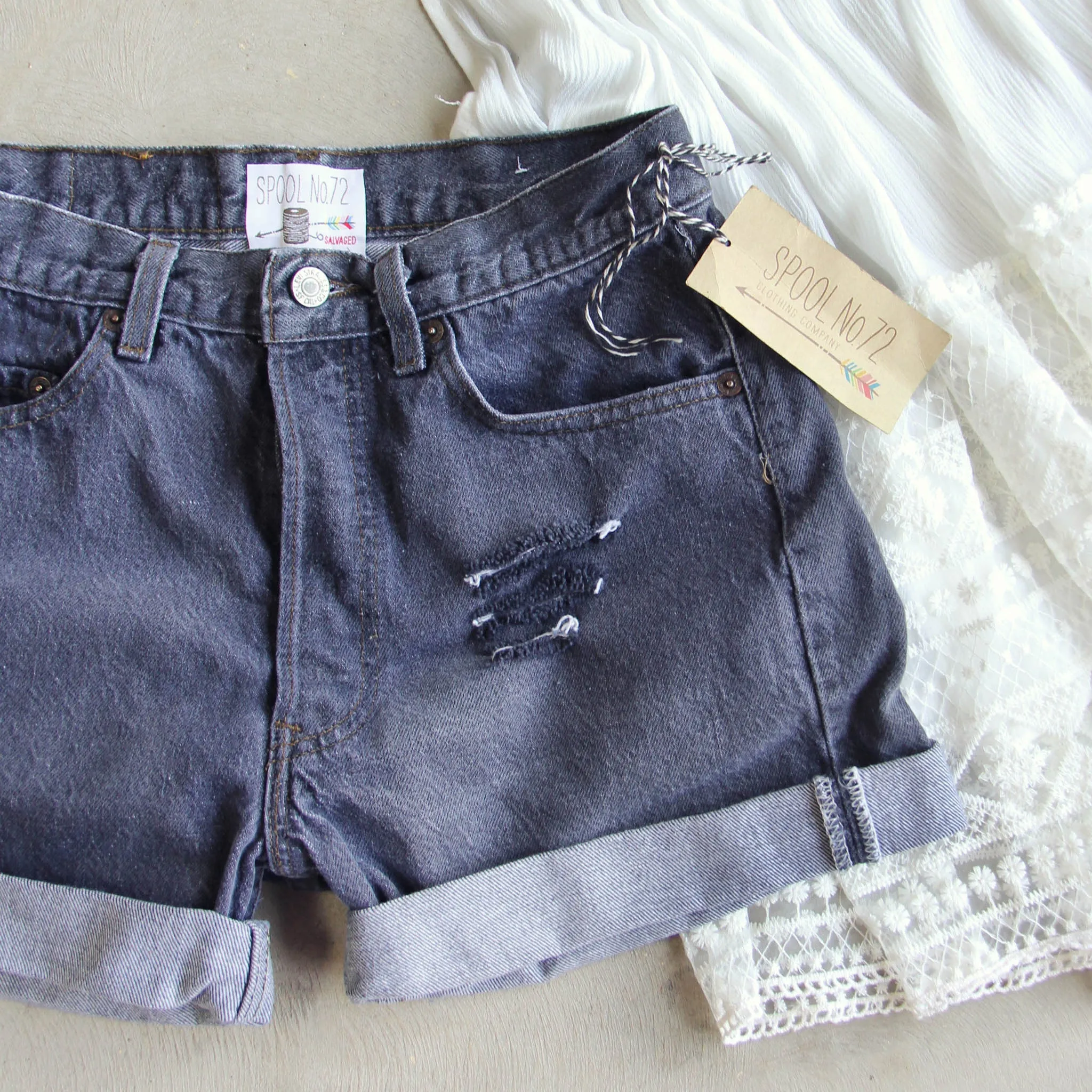 Vintage Black Cuffed Shorts
