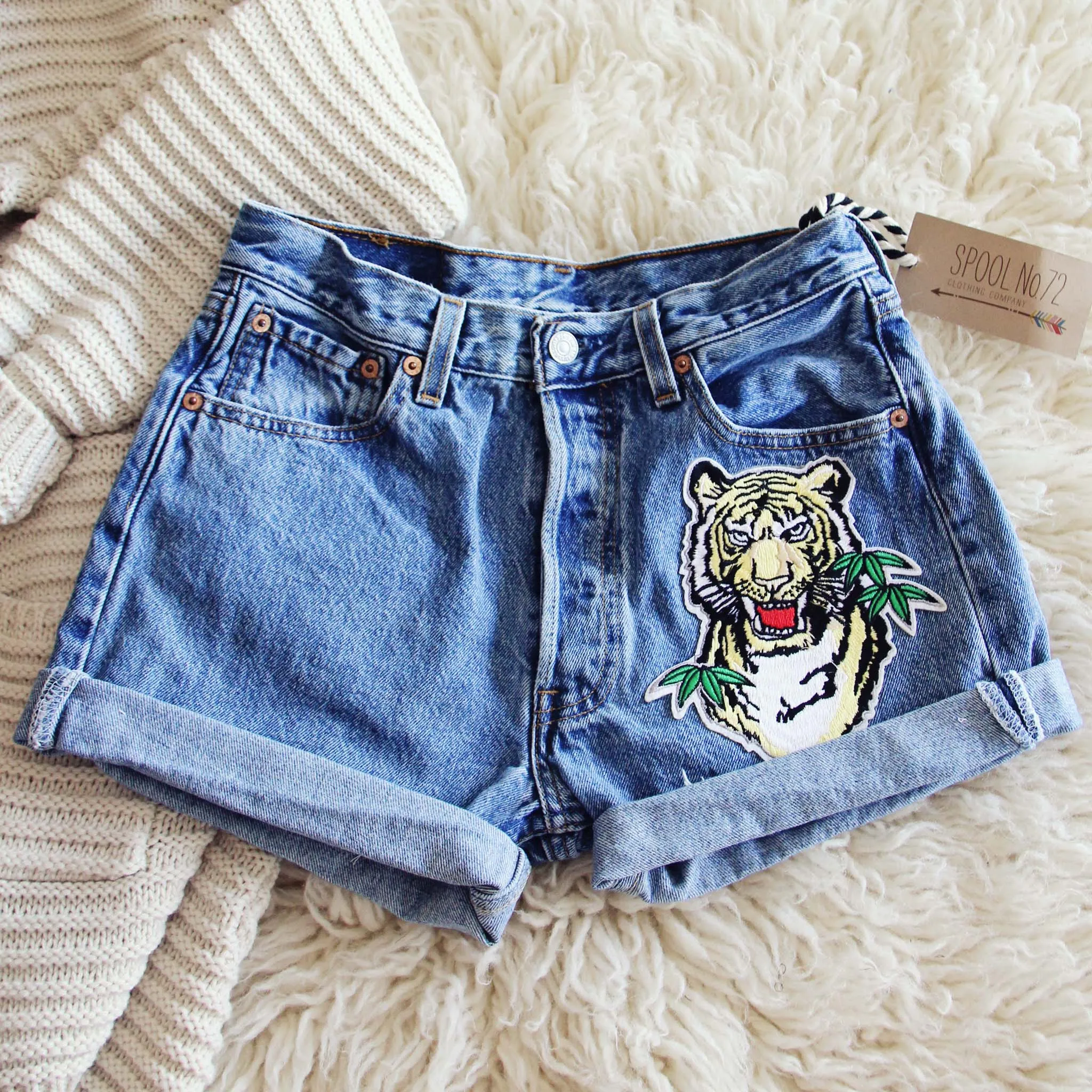 Vintage Cuffed Tiger Shorts