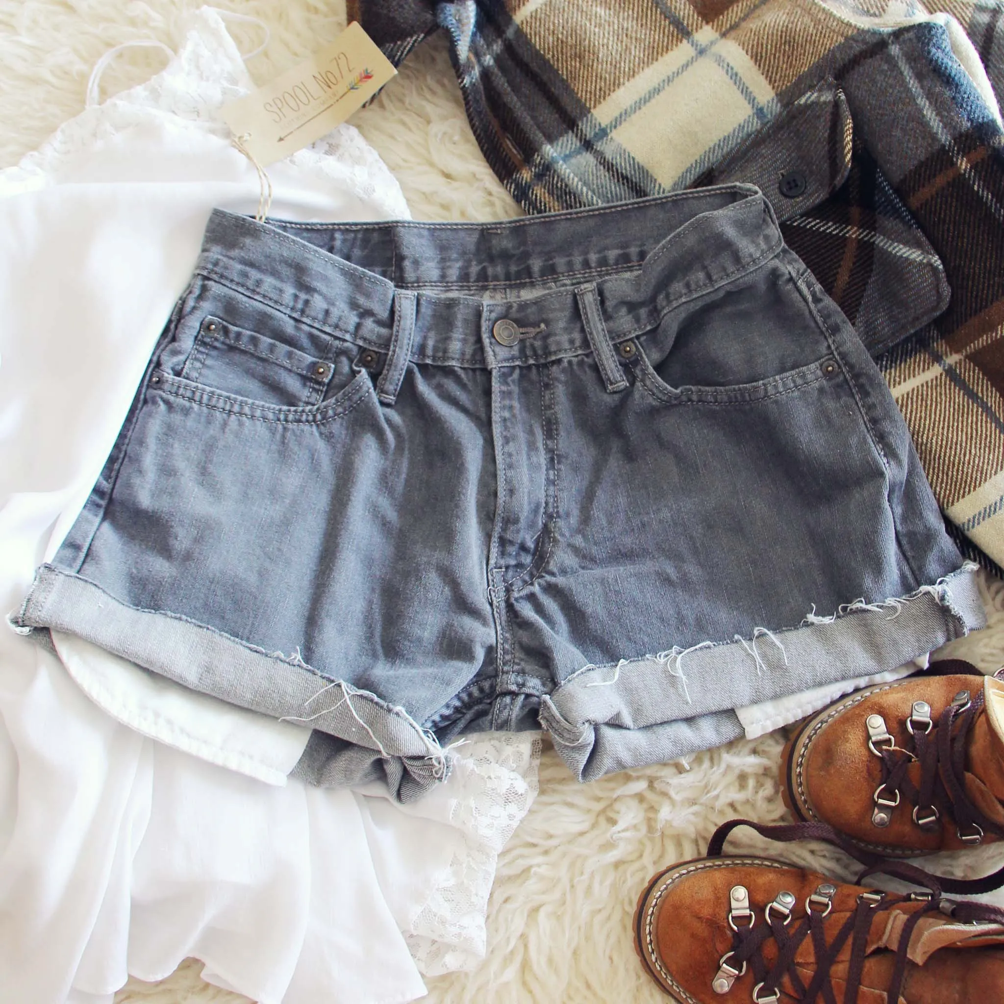Vintage Gray Cuffed Shorts