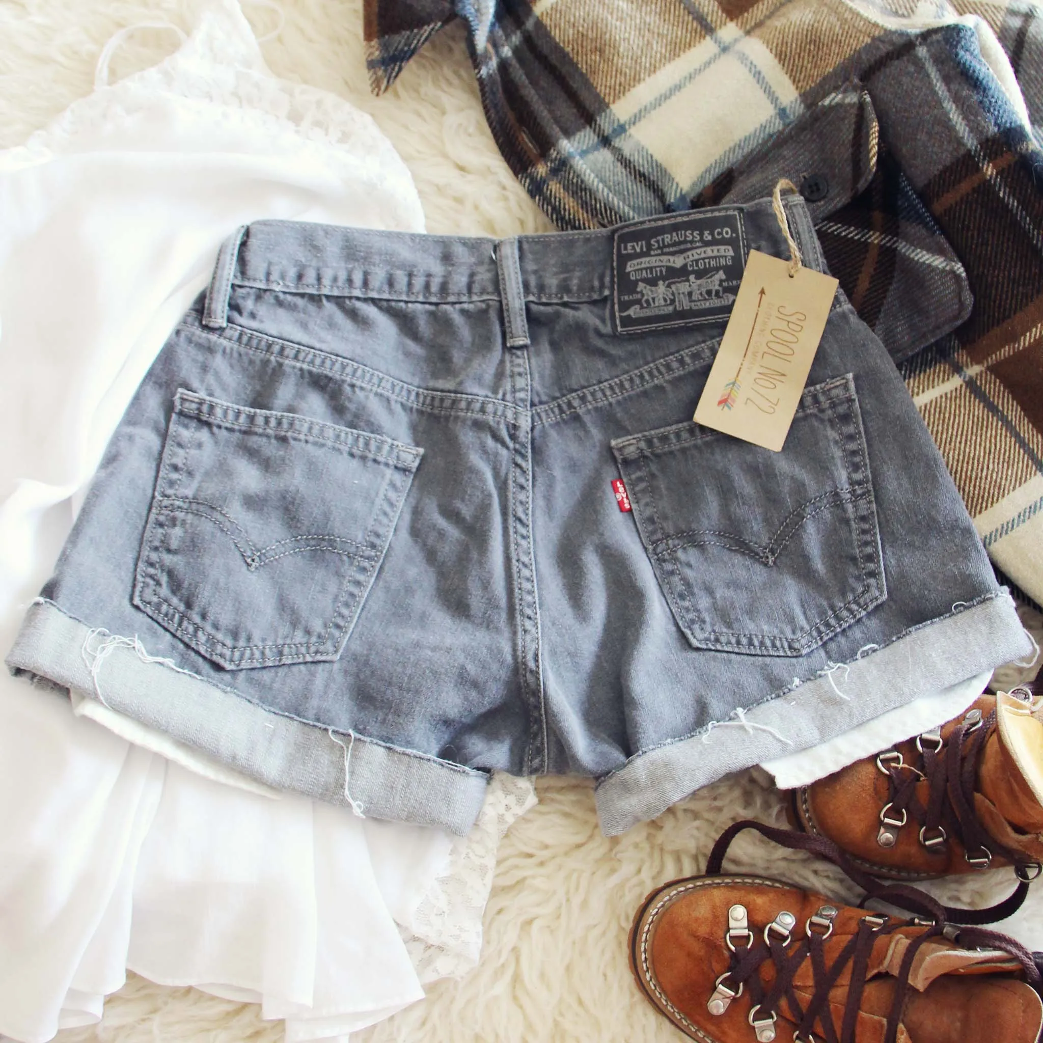 Vintage Gray Cuffed Shorts