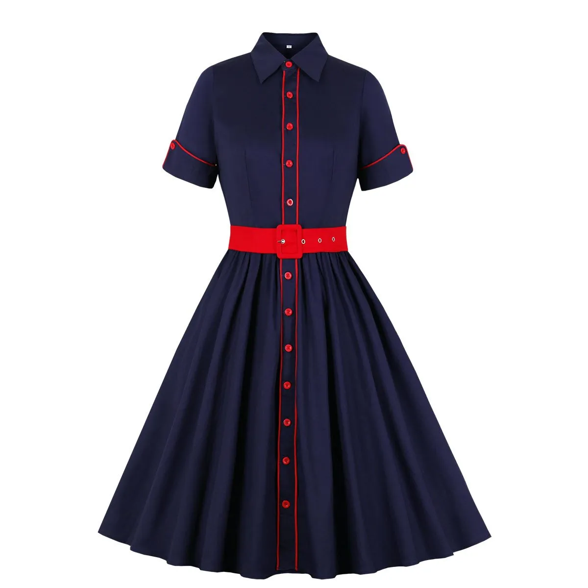 Vintage Short Sleeves Shirt Dresses