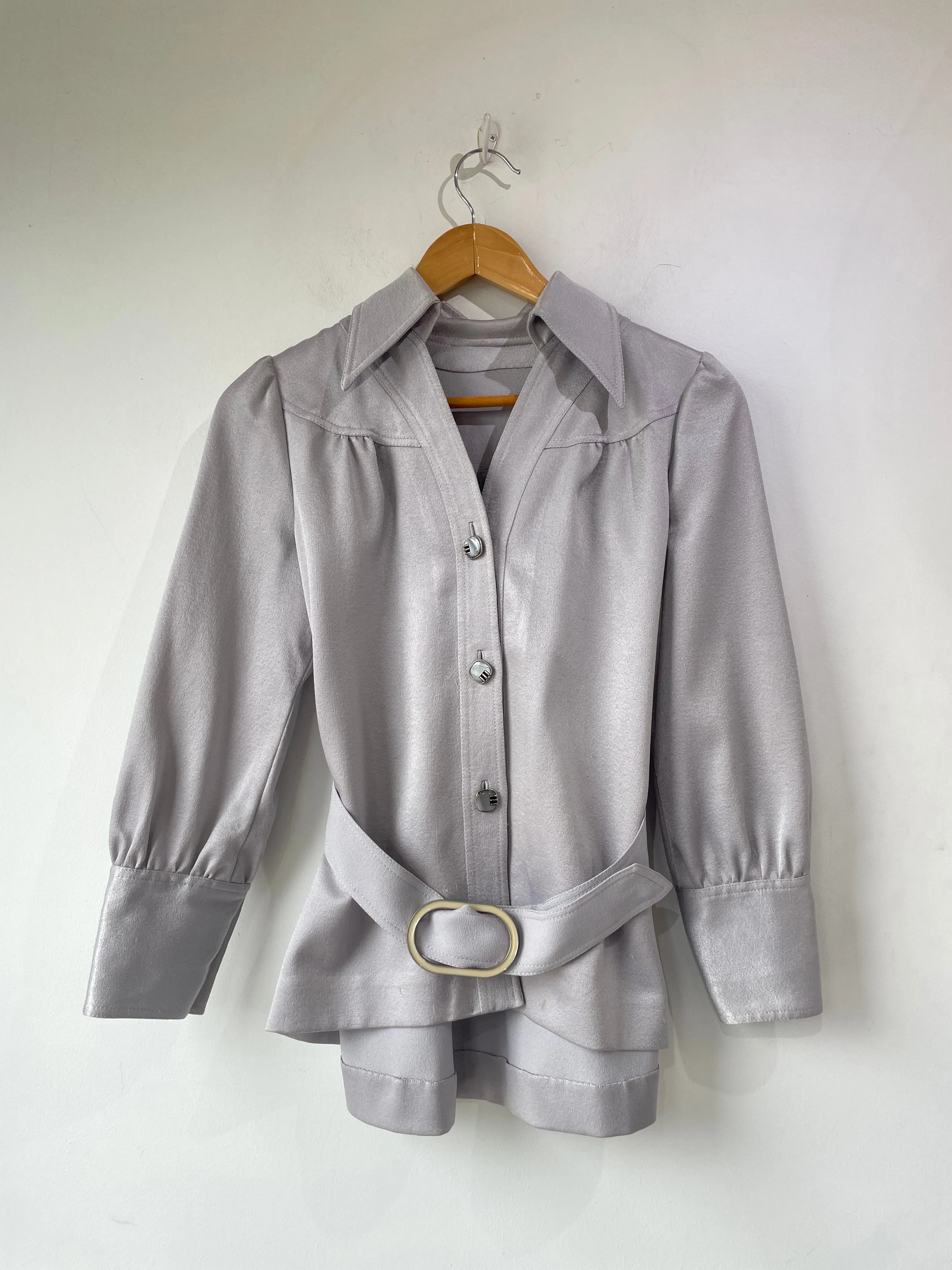 Vintage Silver Metallic Two-Piece Leisure Suit