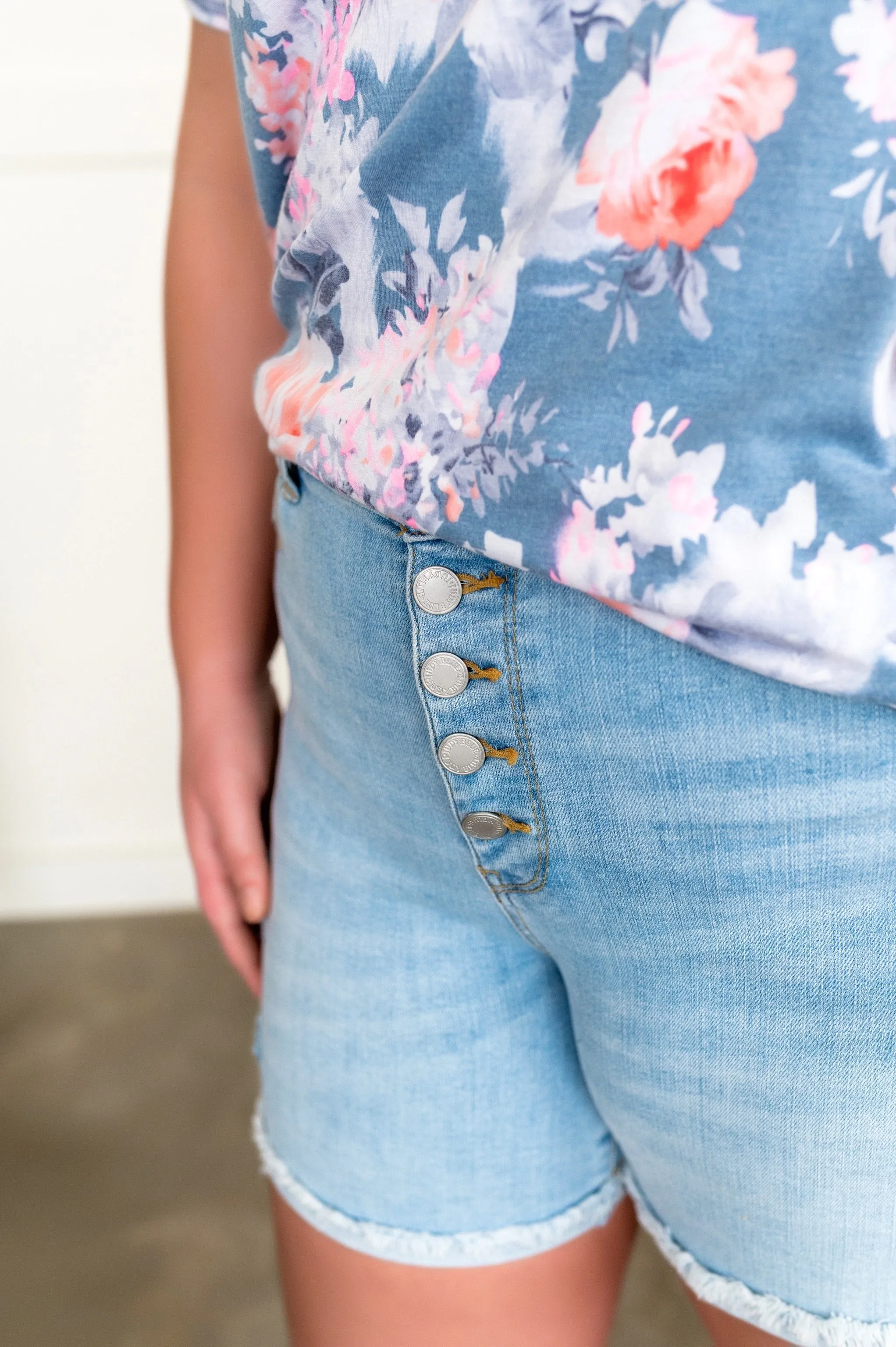 Walking On Sunshine Judy Blue Button Fly Shorts