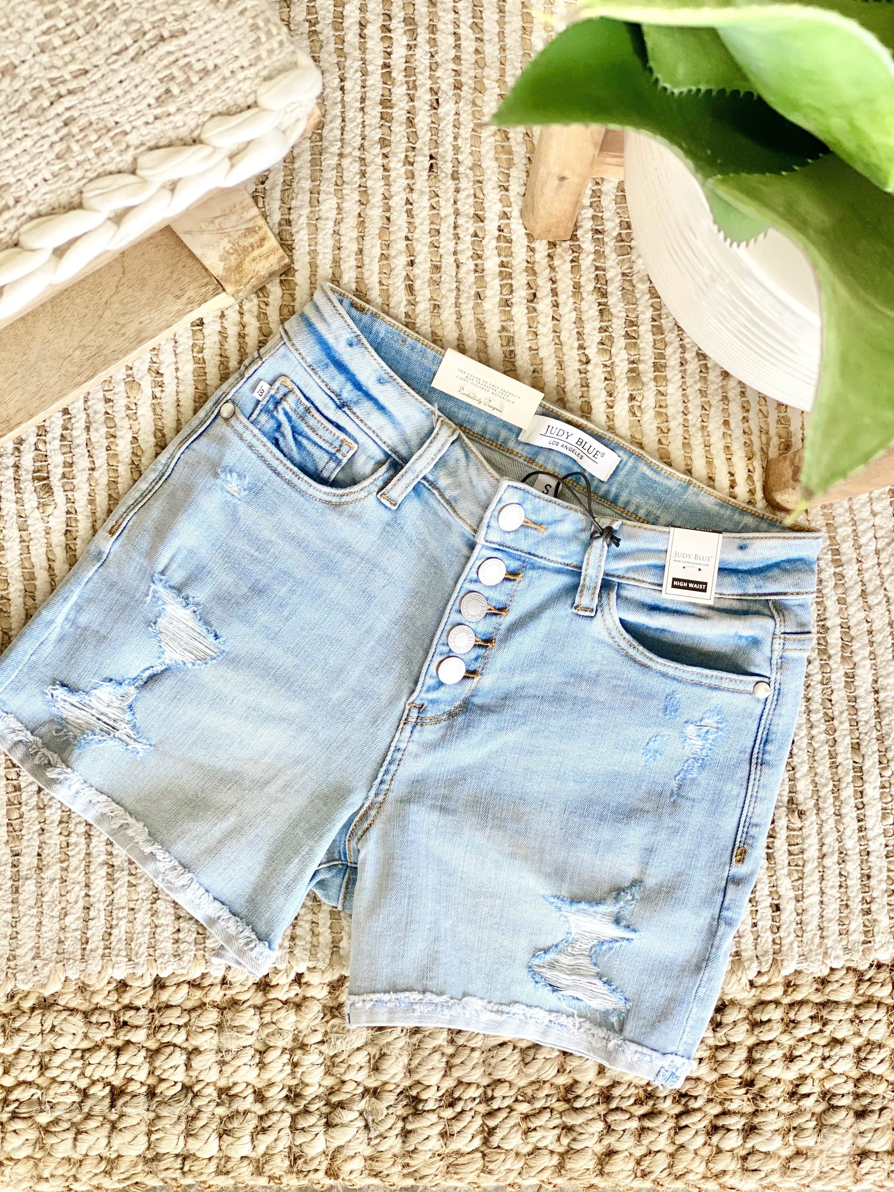 Walking On Sunshine Judy Blue Button Fly Shorts