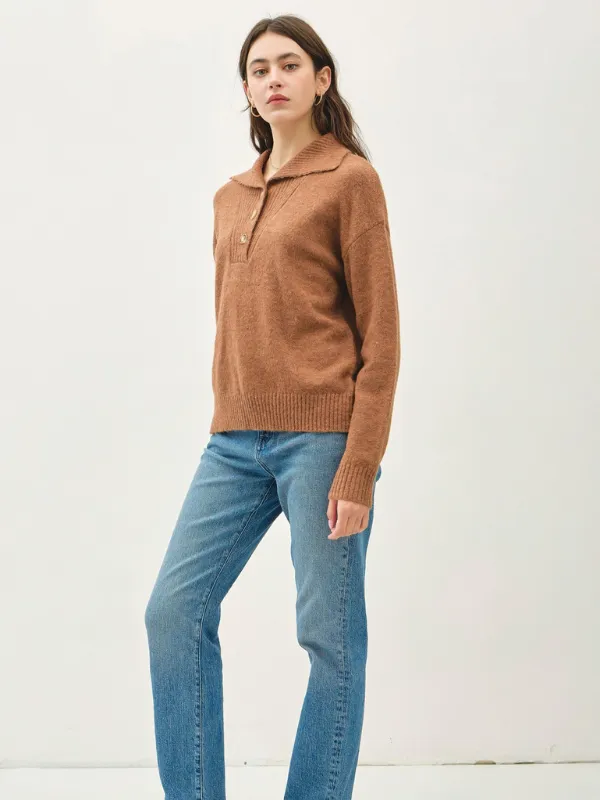Warm Brown Wide Collar Sweater