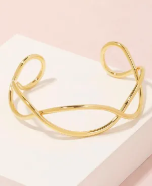 Wavy Metallic Wire Layered Cuff Bracelet