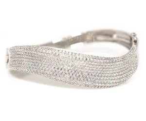 Wavy Pave Crystal Hinge Cuff Bracelet
