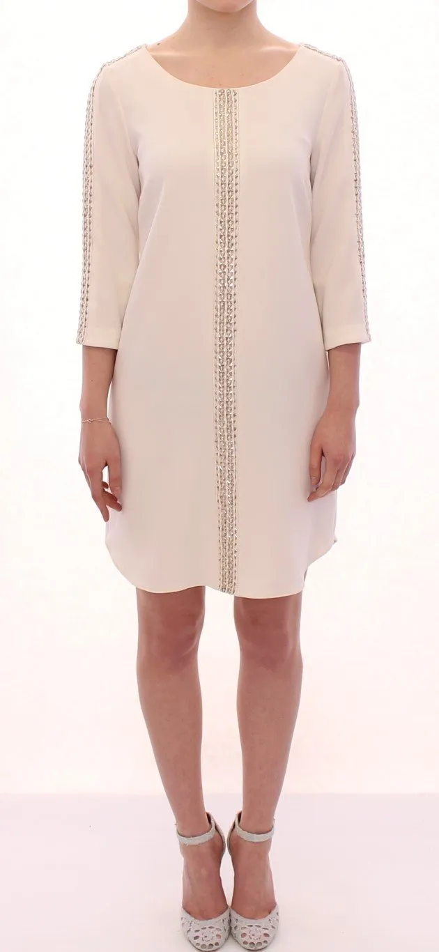 White Cream Studded Tunic Dress