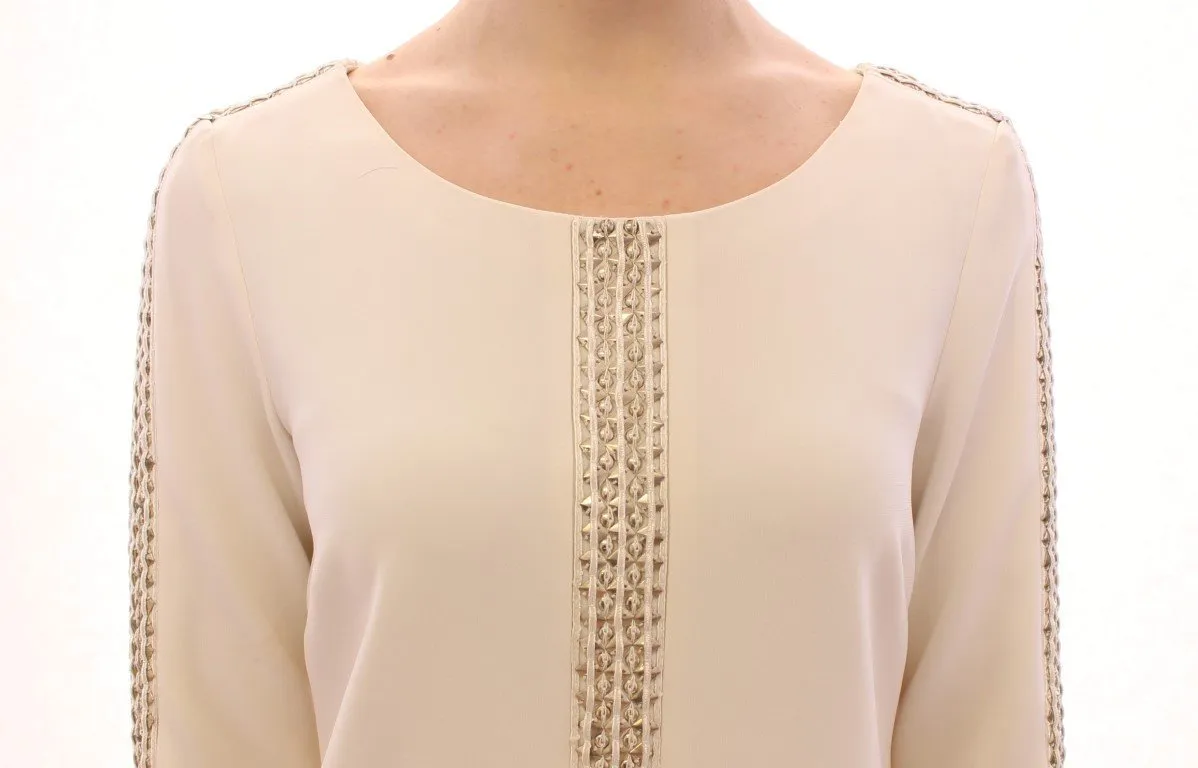 White Cream Studded Tunic Dress