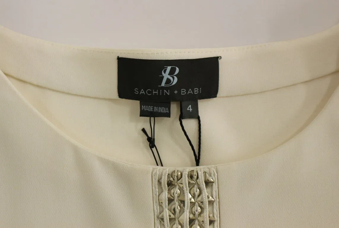 White Cream Studded Tunic Dress