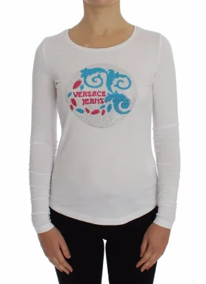 White Crewneck Graphic Print Sweater
