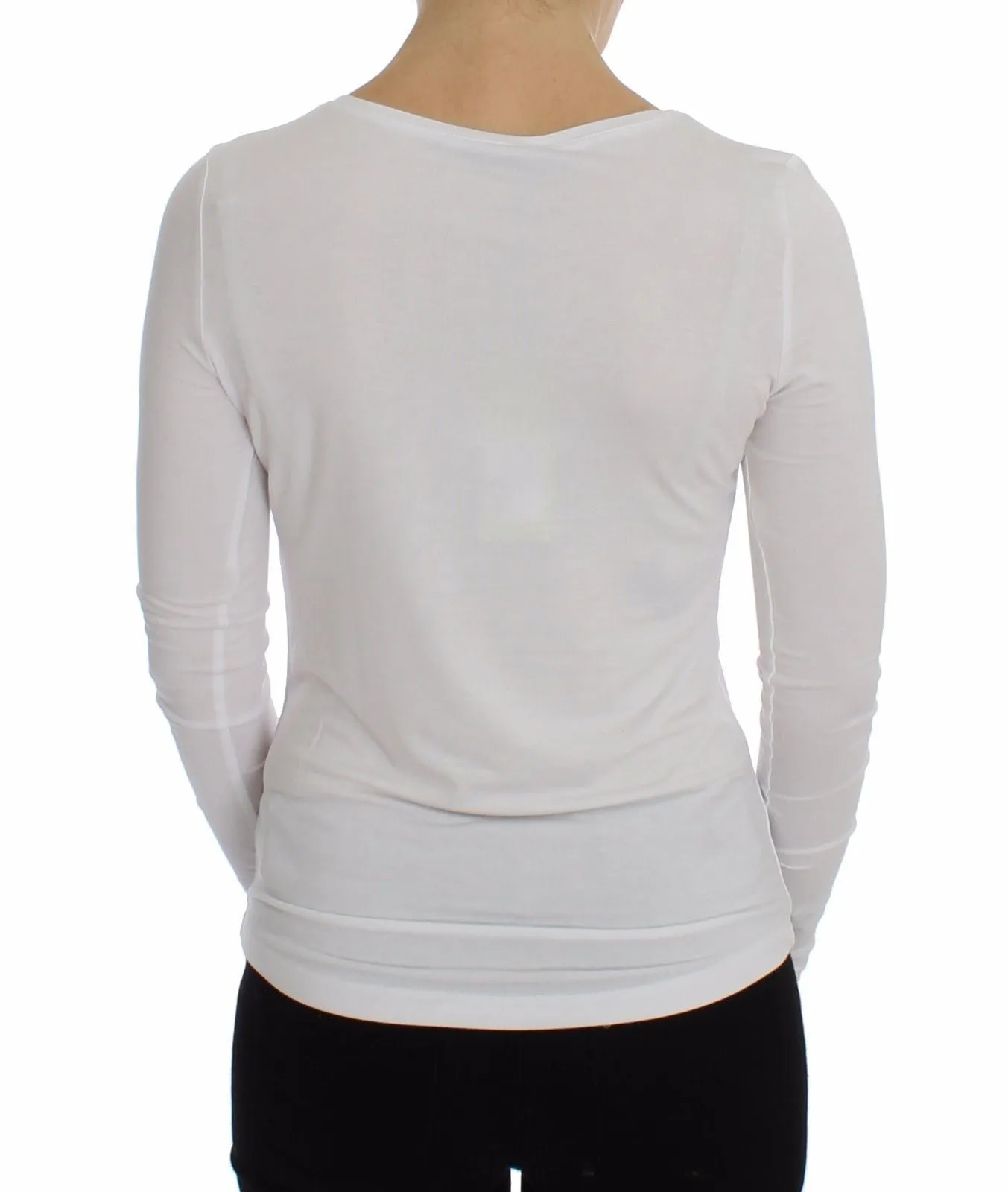 White Crewneck Graphic Print Sweater