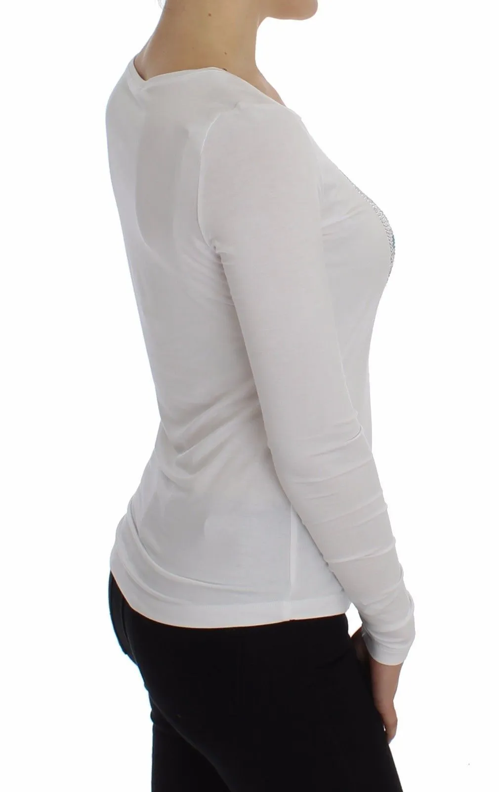 White Crewneck Graphic Print Sweater