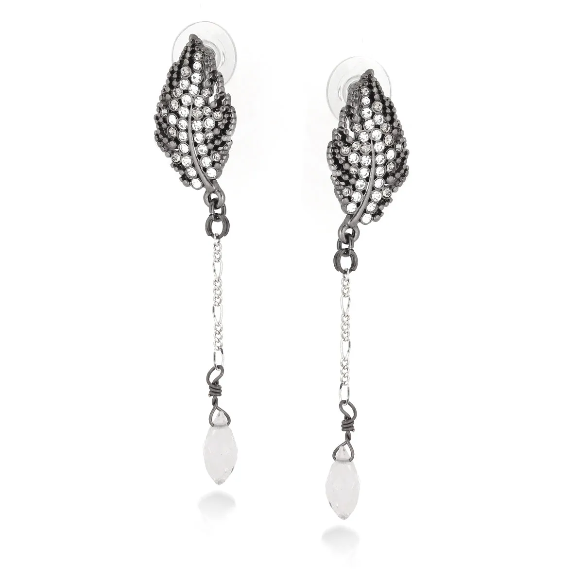 WHITE CRYSTAL DROP  EARRINGS #254GR3201 (1E10/7B3)