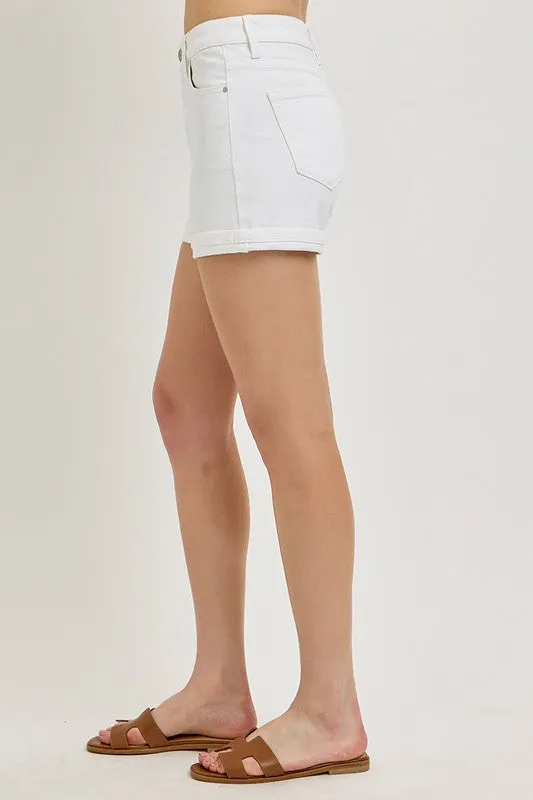 White Cuffed Shorts